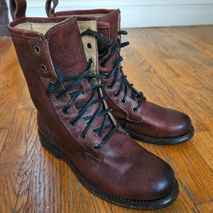 Frye Jenna Combat brown leather boots size 6.5
